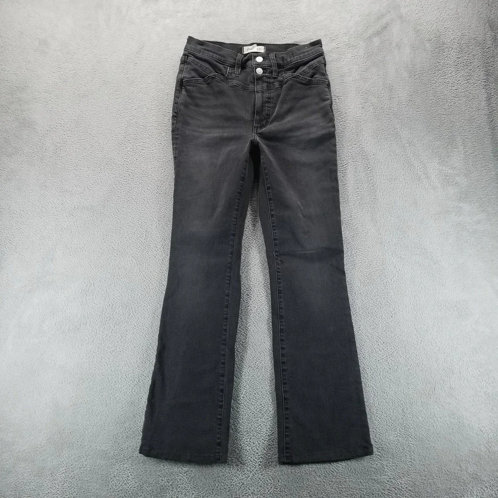Madewell Jeans Womens 27 Tall Black Mid Rise Kick Out Dark‎ Wash Preppy